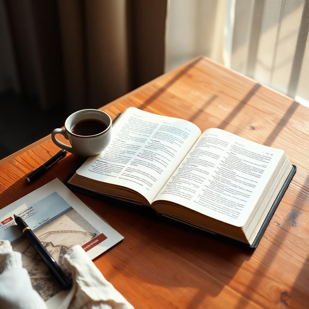 Simple morning journaling for beginners Open journal with pen and coffee on a wooden table in warm morning light โ three lines of morning journaling